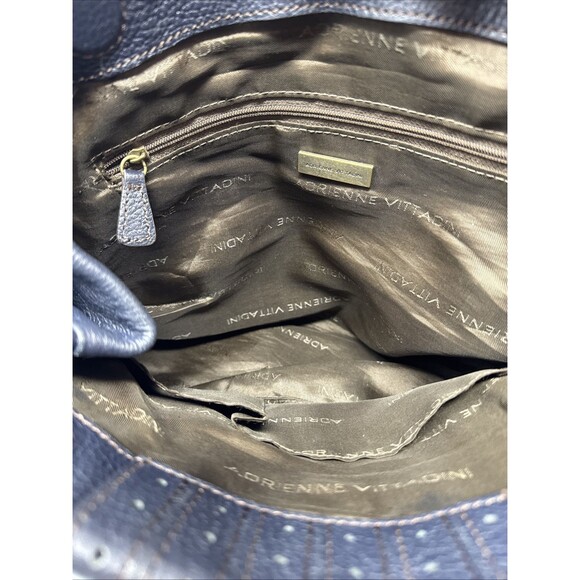 Adrienne Vittadini Black Leather Double Handle Shoulder Handbag Purse Hobo - Picture 9 of 9